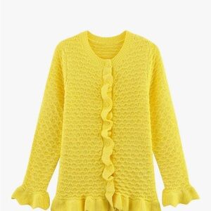 Yellow Ruffle Knit Sweater